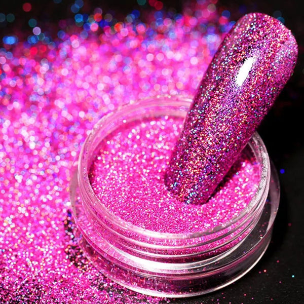 Pink holographic powder